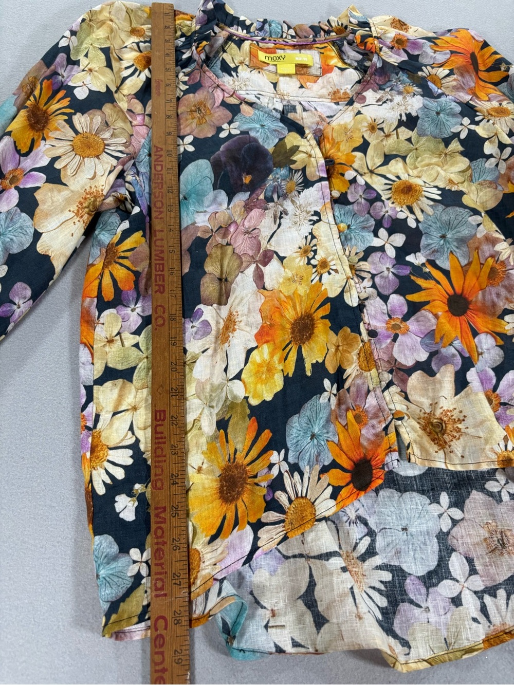 Anthropologie Maeve moxy linen V-Neck Puff Sleeve Blouse - Multicolor - Picture 3 of 10